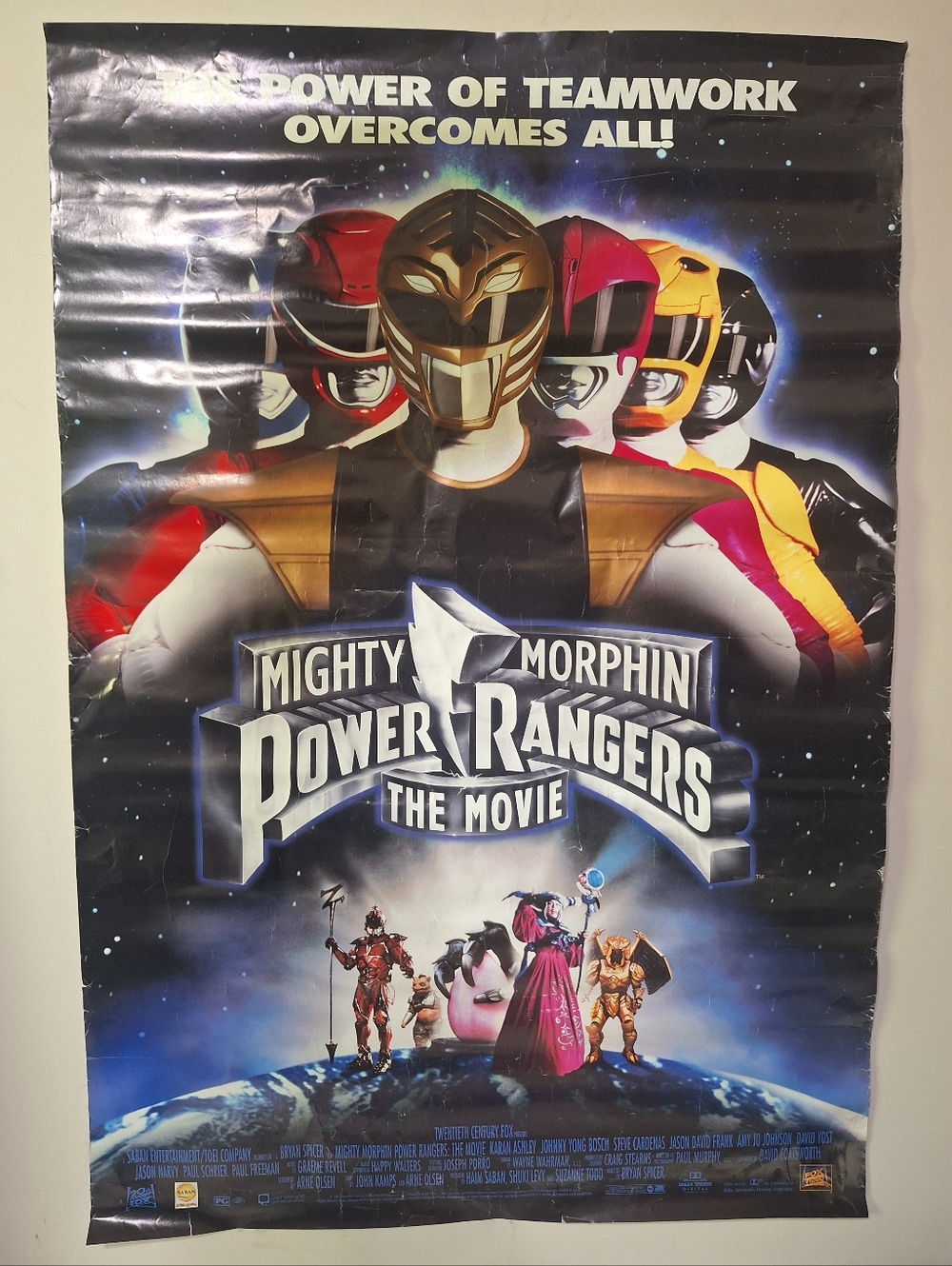 Vintage 1995 Mighty Morphin Power Rangers Movie Poster Original DS 27x40